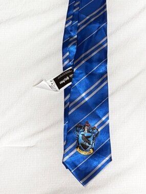 Harry Potter Ravenclaw Necktie Blue Silver Striped House Crest Official Tie